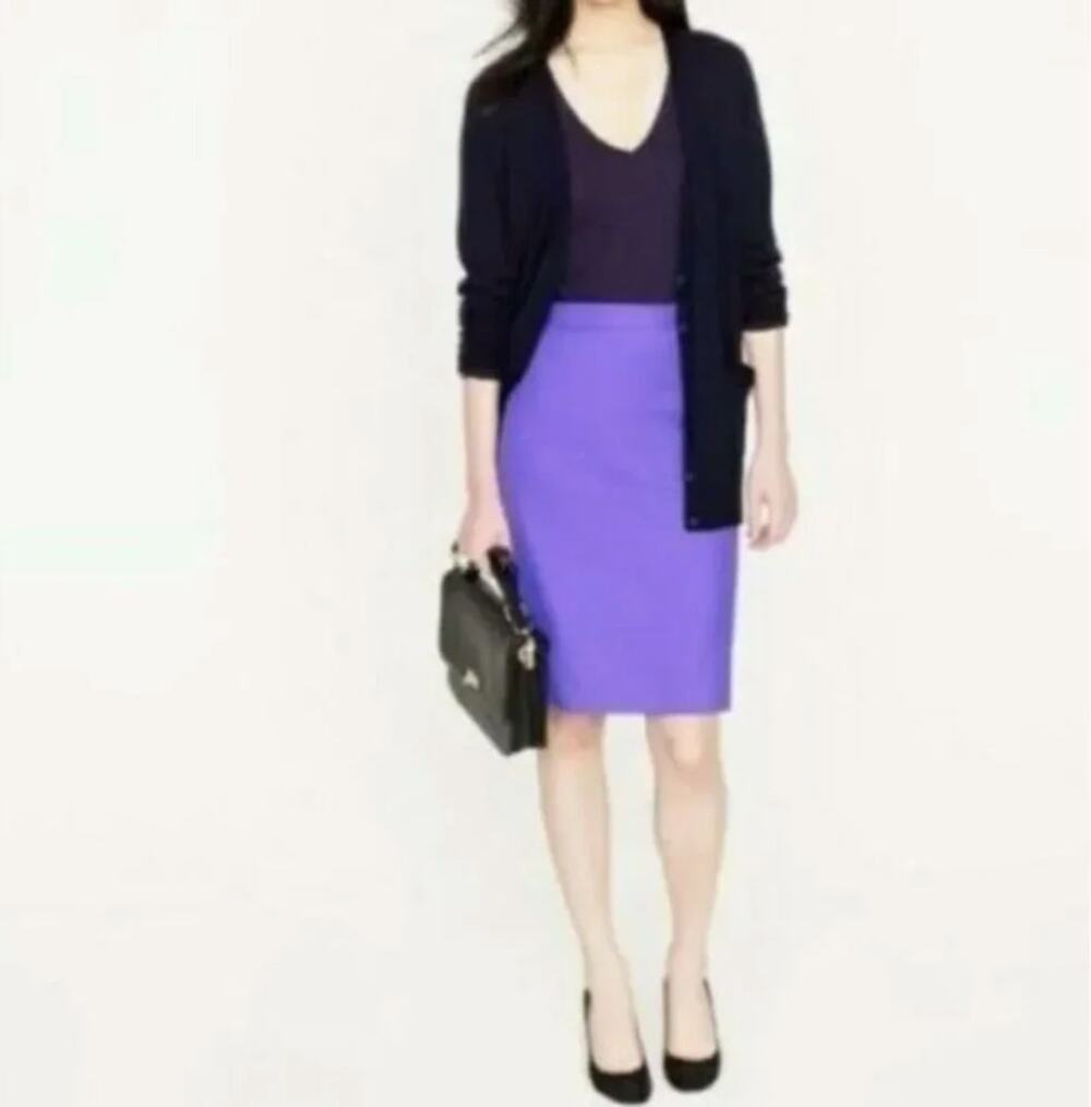J. Crew No. 2 Pencil Skirt Double-Serge Cotton Royal Violet 59369 Size 4